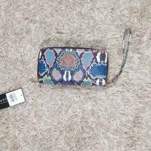 Rainbow Faux Snakeskin Vegan Leather Wristlet Wallet